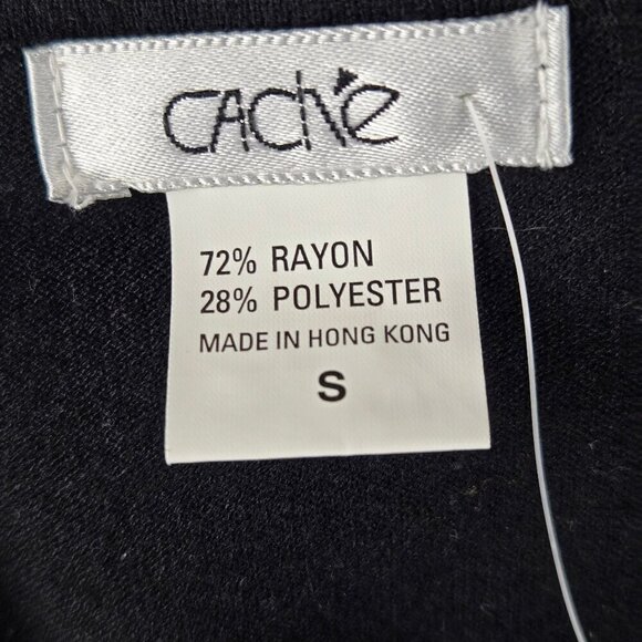 Cache Size Small Black Knit Sleeveless Top Gold Chain Detail Scoop Neck NWT - Picture 7 of 10